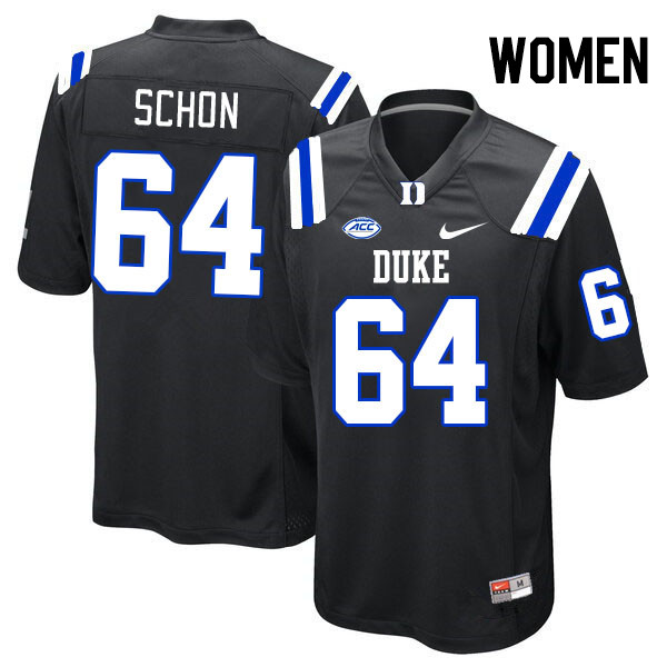 Women #64 Eric Schon Duke Blue Devils College Football Jerseys Stitched-Black